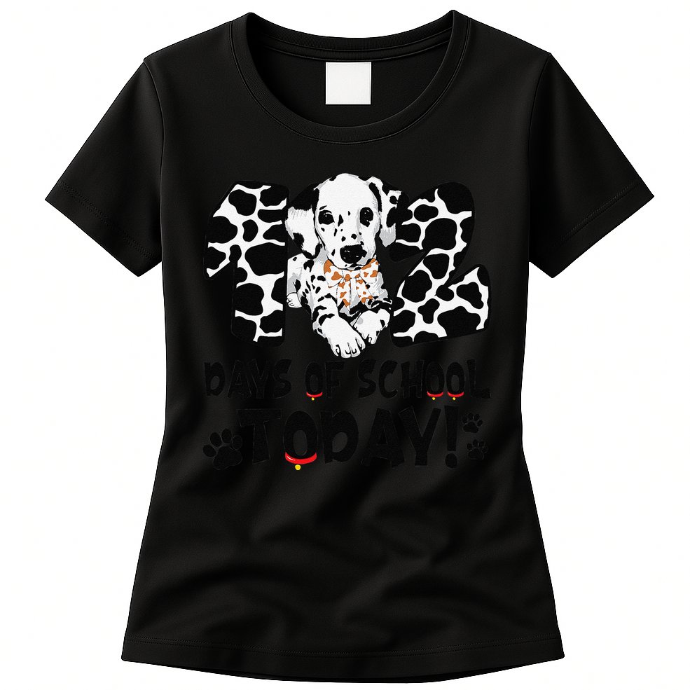 102 Days Of School Today Dalmatian Dog Funny 100th Day Womens T-Shirt