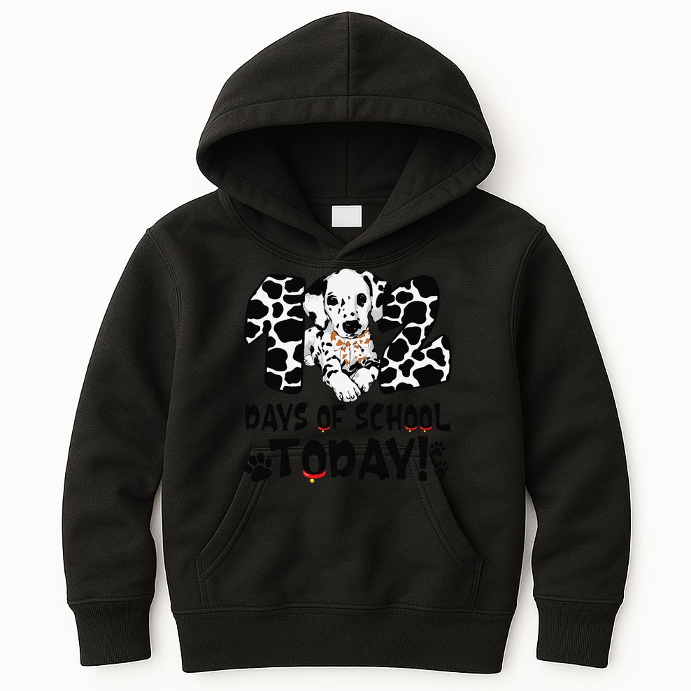 102 Days Of School Today Dalmatian Dog Funny 100th Day Kids Hoodie