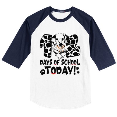 102 Days Of School Today Dalmatian Dog Funny 100th Day Baseball Sleeve Shirt