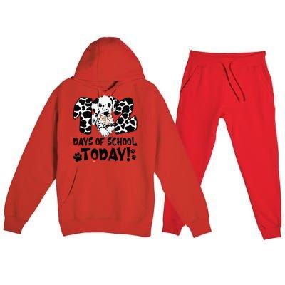 102 Days Of School Today Dalmatian Dog Funny 100th Day Premium Hooded Sweatsuit Set