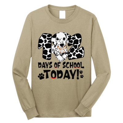 102 Days Of School Today Dalmatian Dog Funny 100th Day Long Sleeve Shirt