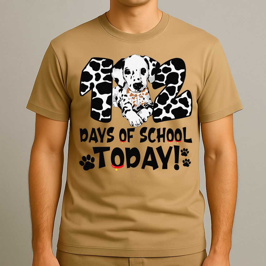 102 Days Of School Today Dalmatian Dog Funny 100th Day T-Shirt