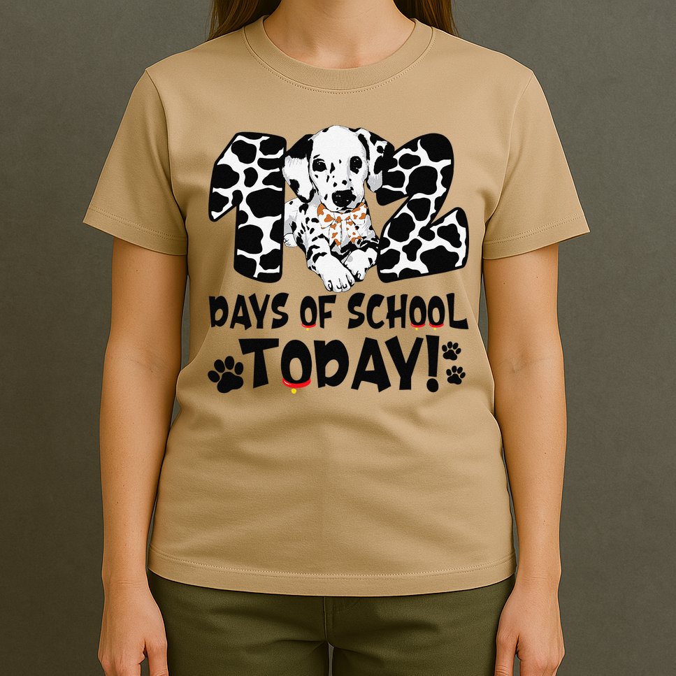 102 Days Of School Today Dalmatian Dog Funny 100th Day T-Shirt
