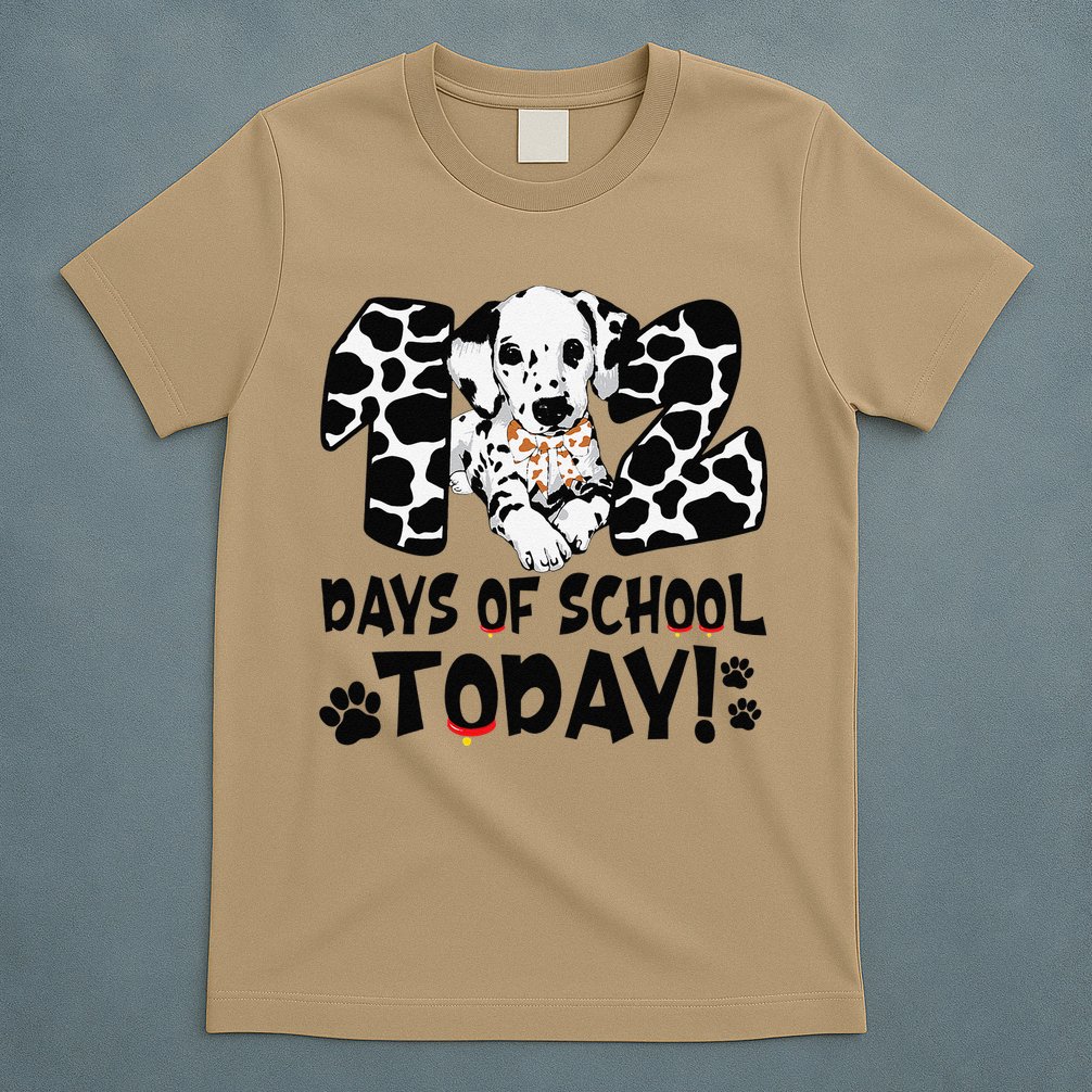 102 Days Of School Today Dalmatian Dog Funny 100th Day T-Shirt