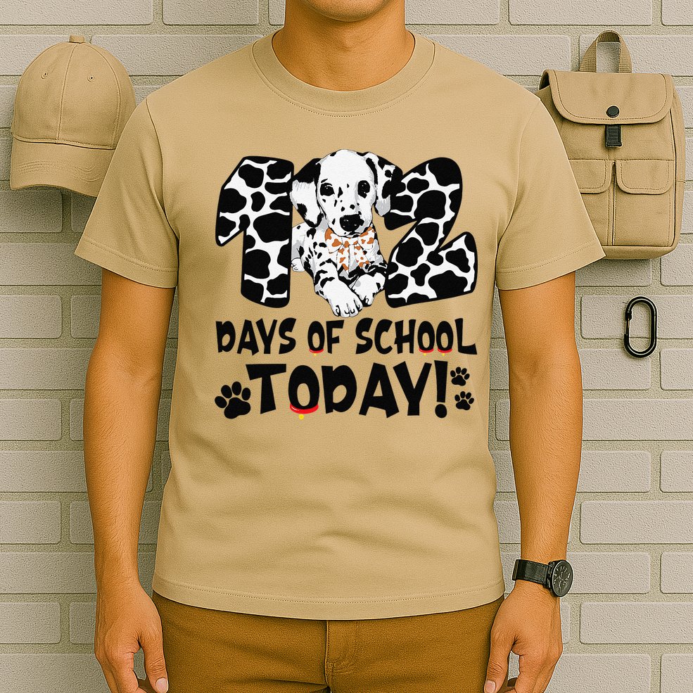 102 Days Of School Today Dalmatian Dog Funny 100th Day T-Shirt