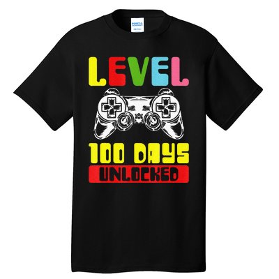 100 Days Of School Gamer Level 100 Days Unlocked Tall T-Shirt