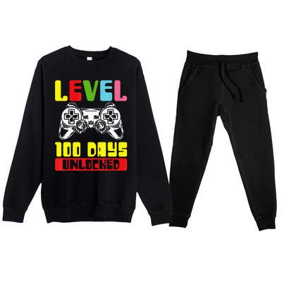 100 Days Of School Gamer Level 100 Days Unlocked Premium Crewneck Sweatsuit Set