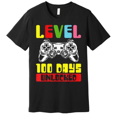 100 Days Of School Gamer Level 100 Days Unlocked Premium T-Shirt