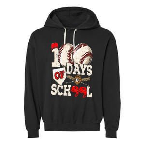 100 Days Of School Baseball 100th Day Of School Teacher Garment-Dyed Fleece Hoodie