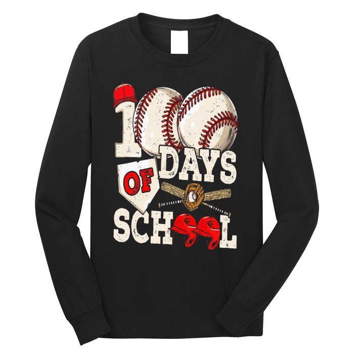 100 Days Of School Baseball 100th Day Of School Teacher Long Sleeve Shirt