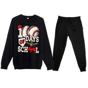 100 Days Of School Baseball 100th Day Of School Teacher Premium Crewneck Sweatsuit Set