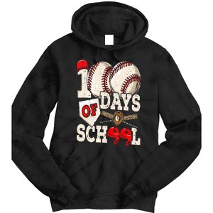 100 Days Of School Baseball 100th Day Of School Teacher Tie Dye Hoodie