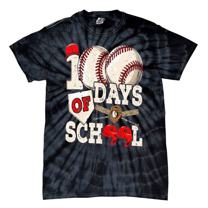 100 Days Of School Baseball 100th Day Of School Teacher Tie-Dye T-Shirt