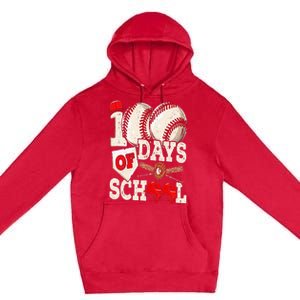 100 Days Of School Baseball 100th Day Of School Teacher Premium Pullover Hoodie