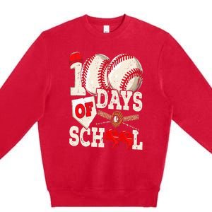 100 Days Of School Baseball 100th Day Of School Teacher Premium Crewneck Sweatshirt