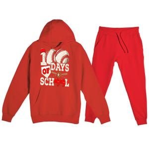 100 Days Of School Baseball 100th Day Of School Teacher Premium Hooded Sweatsuit Set