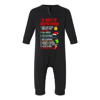 12 Days Of Dispatching Christmas Pajama Xmas Dispatcher Infant Fleece One Piece