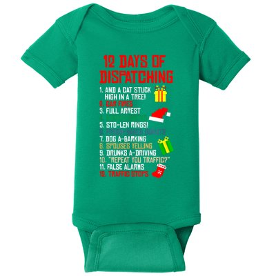 12 Days Of Dispatching Christmas Pajama Xmas Dispatcher Baby Bodysuit