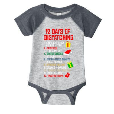 12 Days Of Dispatching Christmas Pajama Xmas Dispatcher Infant Baby Jersey Bodysuit