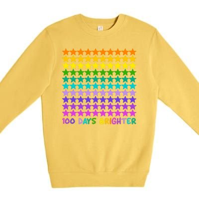 100 Days Of School Brighter Rainbow Star Premium Crewneck Sweatshirt