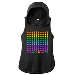 100 Days Of School Brighter Rainbow Star Ladies PosiCharge Tri-Blend Wicking Draft Hoodie Tank