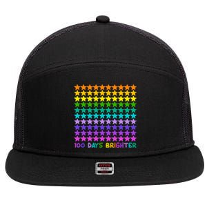 100 Days Of School Brighter Rainbow Star 7 Panel Mesh Trucker Snapback Hat