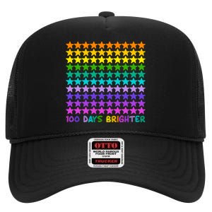 100 Days Of School Brighter Rainbow Star High Crown Mesh Back Trucker Hat