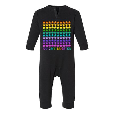 100 Days Of School Brighter Rainbow Star Infant Fleece One Piece