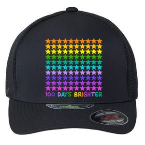 100 Days Of School Brighter Rainbow Star Flexfit Unipanel Trucker Cap