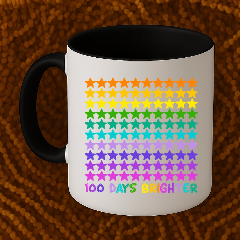100 Days Of School Brighter Rainbow Star Mug