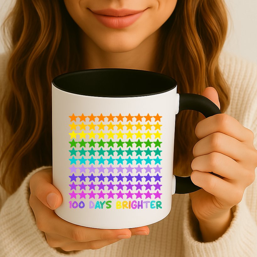 100 Days Of School Brighter Rainbow Star Mug