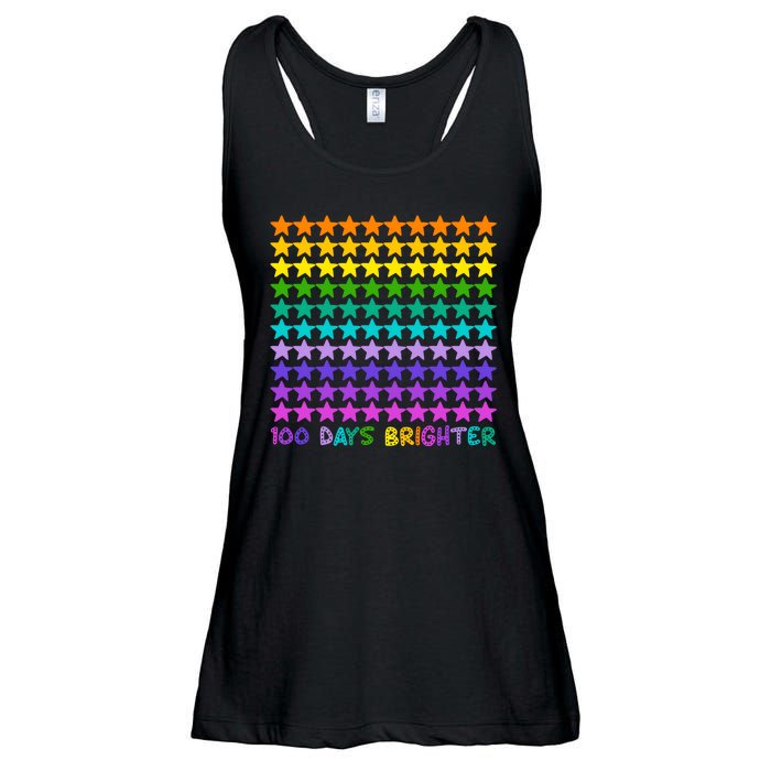 100 Days Of School Brighter Rainbow Star Ladies Essential Flowy Tank