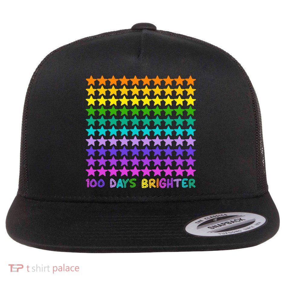 100 Days Of School Brighter Rainbow Star Flatbill Hat