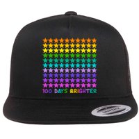 100 Days Of School Brighter Rainbow Star Flat Bill Trucker Hat