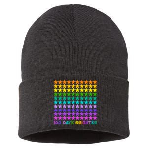 100 Days Of School Brighter Rainbow Star Sustainable Knit Beanie