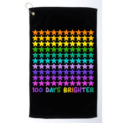 100 Days Of School Brighter Rainbow Star Golf Towel