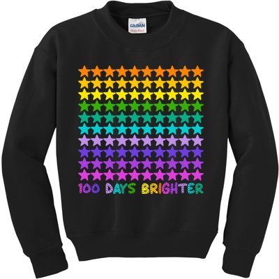 100 Days Of School Brighter Rainbow Star Kids Sweatshirt