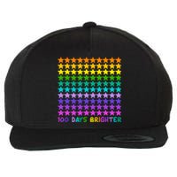 100 Days Of School Brighter Rainbow Star Wool Snapback Cap