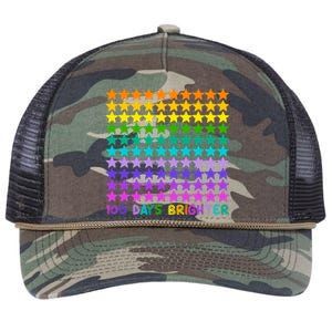 100 Days Of School Brighter Rainbow Star Retro Rope Trucker Hat Cap