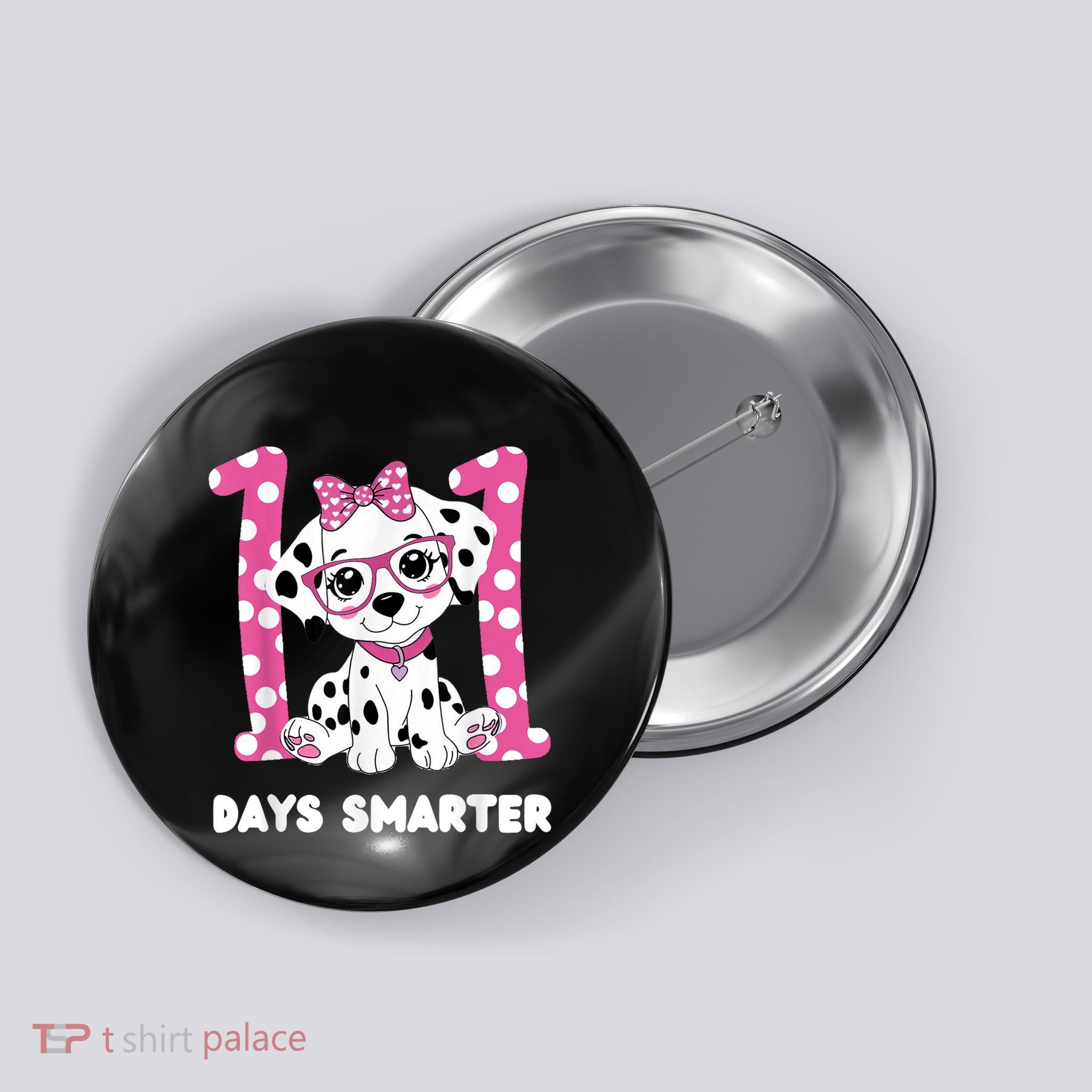 100 Days Of School Dalmatian Dog Fun Friendly Design Button