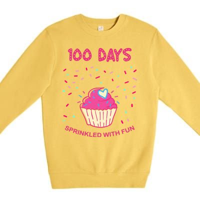 100 Days Of School Sprinkled With Fun Cupcake Premium Crewneck Sweatshirt