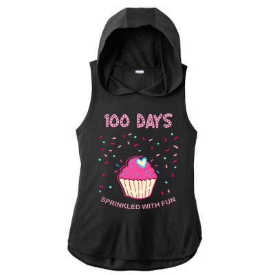 100 Days Of School Sprinkled With Fun Cupcake Ladies PosiCharge Tri-Blend Wicking Draft Hoodie Tank