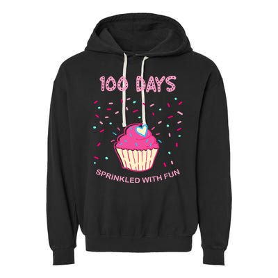 100 Days Of School Sprinkled With Fun Cupcake Garment-Dyed Fleece Hoodie