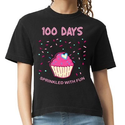 100 Days Of School Sprinkled With Fun Cupcake Comfort Colors Boxy T-Shirt