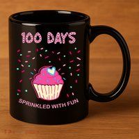 100 Days Of School Sprinkled With Fun Cupcake 11oz C Handle Ceramic Mug