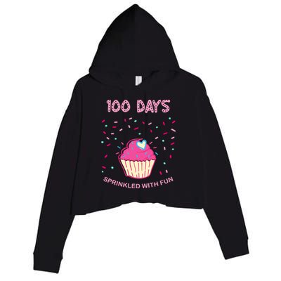 100 Days Of School Sprinkled With Fun Cupcake Crop Fleece Hoodie