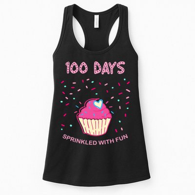 100 Days Of School Sprinkled With Fun Cupcake Womens Tank Top