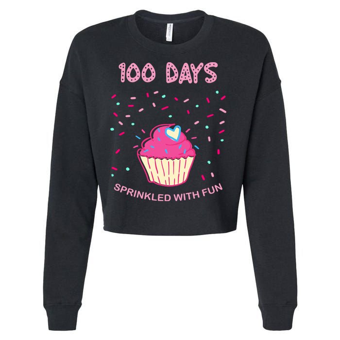 100 Days Of School Sprinkled With Fun Cupcake Cropped Pullover Crew