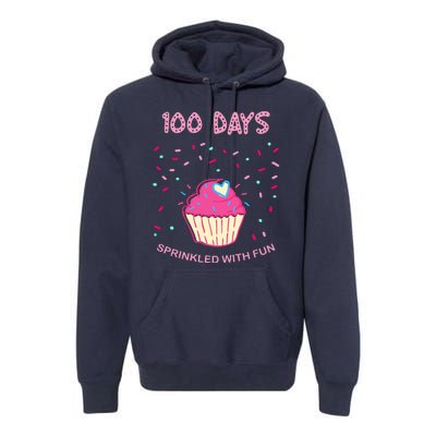 100 Days Of School Sprinkled With Fun Cupcake Premium Hoodie