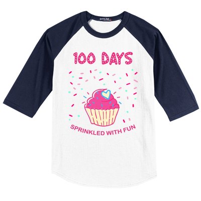 100 Days Of School Sprinkled With Fun Cupcake Baseball Sleeve Shirt